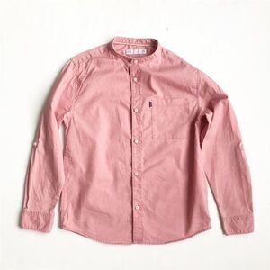 Zara collarless pink button down shirt EUC 9Y